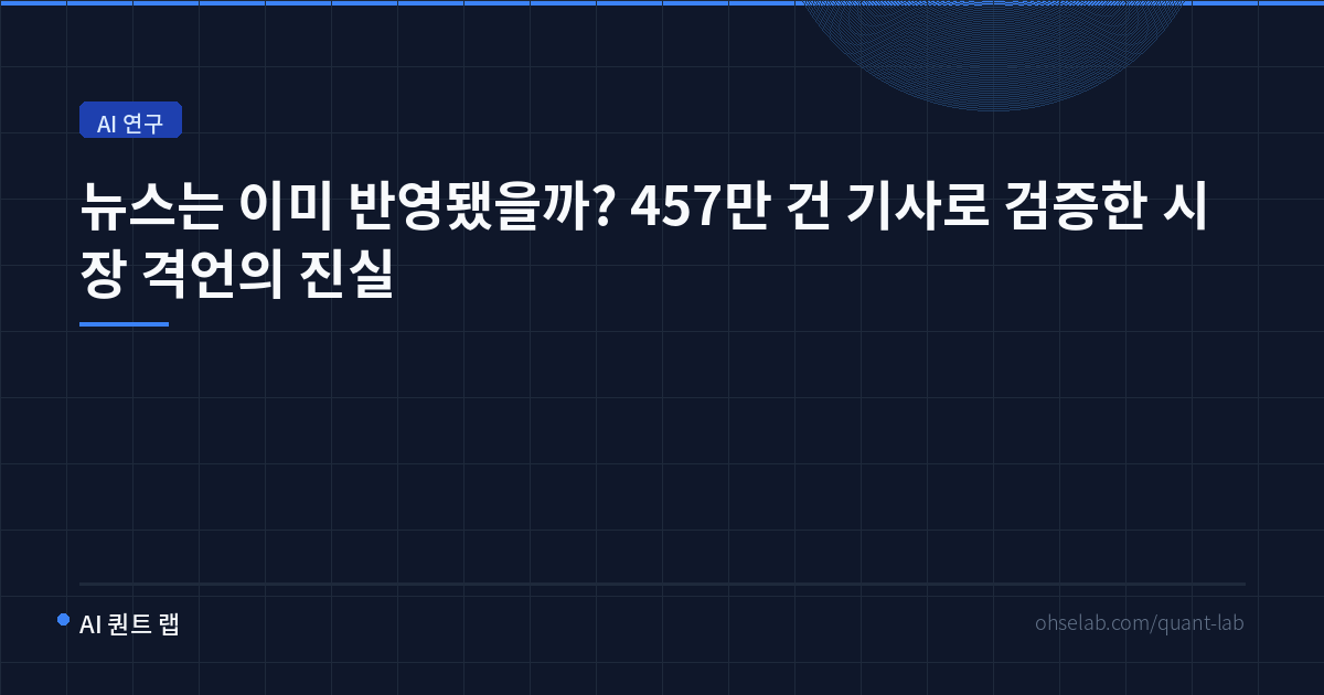 뉴스는 이미 반영됐을까? 457만 건 기사로 검증한 시장 격언의 진실